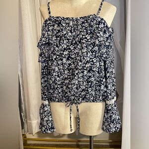 Floral Off-Shoulder Navy Top
